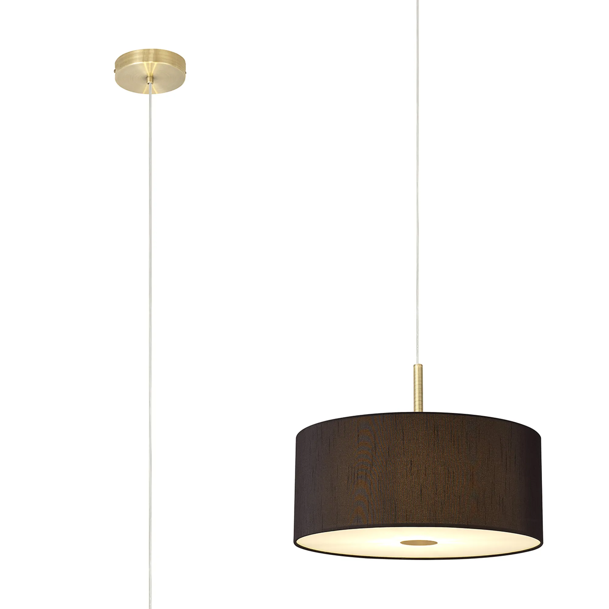 Baymont 40cm 3 Light Pendant Antique Brass, Black, Frosted Diffuser